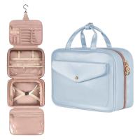 China Custom Logo Foldable Portable Storage Pink Cosmetic Bags Makeup Organizer Travel Hanging Toiletry Bag factory