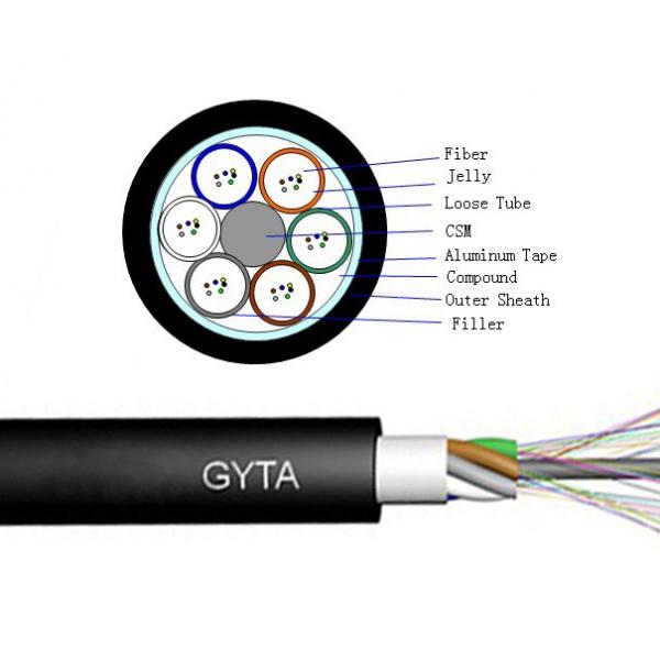 Quality External Aerial Fiber Optic Armoured Cable G652D GYTA 24B1.3 2km 4km Per Roll for sale