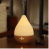 China Ceramic Aroma Diffuser Nature Wood 180ml Essential Oil Diffuser With Led Light factory