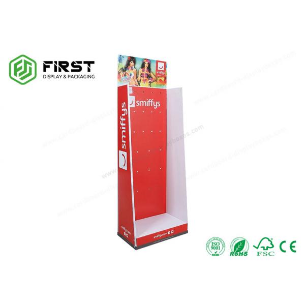 Quality Easy Assembly Cardboard Advertising Stand Customized Floor Display With Plastic Hooks​ for sale