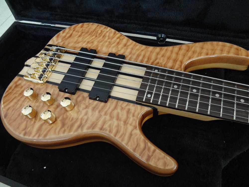 China 6 string bass guitar Smith custom bass Golden hardwares Wilkinson brodges original Active pickup 5 ply neck bolt on factory