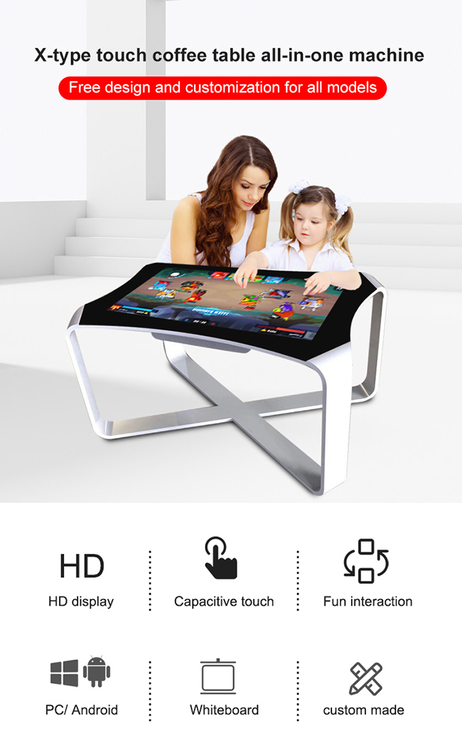 Custom Size 43 Inch Lcd Screen Table Advertising Player Multi Interactive 4K Waterproof Windows Touch Screen