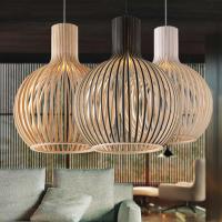 China Black White Wood Birdcage Chandelier Octo 4240 Pendant Lamp(WH-WP-40) factory