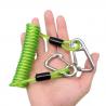 China Plastic TPU Coiled Tool Lanyard Double Stainless Steel Carabiner Hooks Green Color factory