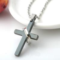 China Stainless Steel Cross Pendant Jewelry Black Cross Pendant Necklace, Cross Pendant Charm Choker Necklace factory