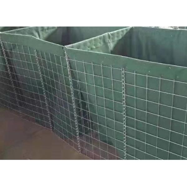 Quality Square Hole Military Hesco Barriers Gabion Mesh Box With Green Geotextile for sale