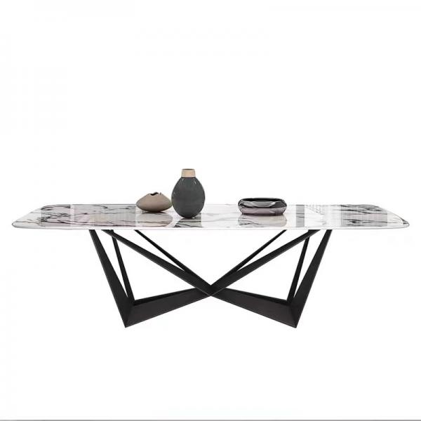 Quality Origami Type Marble Top Stainless Steel Dining Table Stain Resistant Rectangular for sale