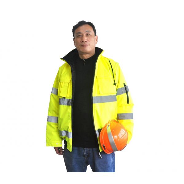 Quality Stain Resistant High Visibility Work Uniforms Safety Jacket With Detachable Sleeves for sale