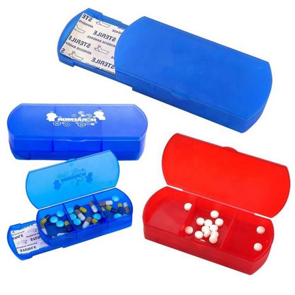Quality Personal Prescription Pill Dispenser Box For Multiple Pills Pharmacy Plastic Band Aid Bandage Kit for sale
