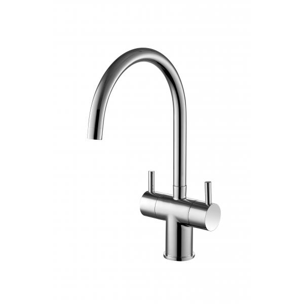 Quality Double Handle Modern Kitchen Faucets Chrome Finish Brass Kitchen Sink Mixer Tap for sale