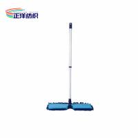 China 120cm Extendable Broom Stick Telescopic Steel Pole Blue Double Side Usable Microfiber Flat Mop factory