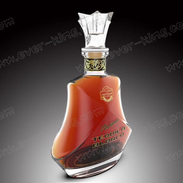 Quality Elegant Shape Tequila Brandy Glass Bottle With Cork Top for sale