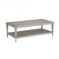 China Fashion Rectangular Solid Wood Coffee Table With Water Resistant Coat And Nailhead factory