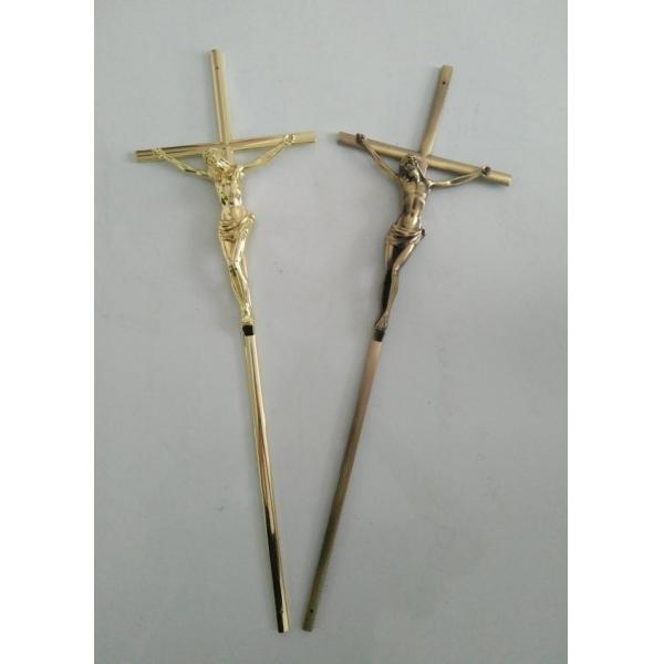 Quality 56.7*15.8cm Copper Crucifix , Casket Cross Catholic Decoration Zamak Material for sale