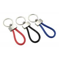 China Weave PU Leather Strap Key Chains Metal Keyring Promotional Custom Key Holder for sale