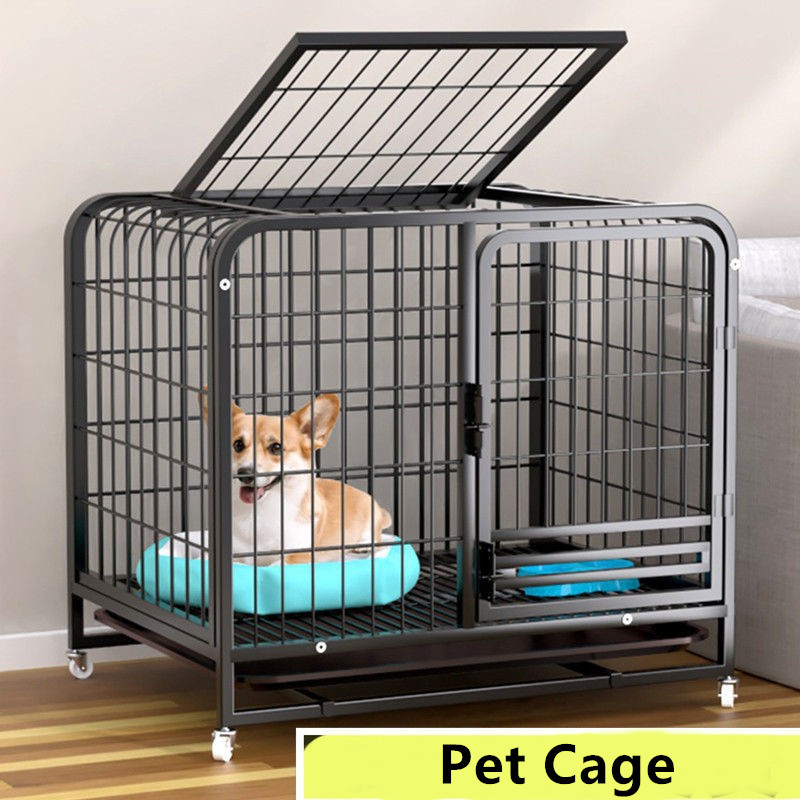 China Pet Dog Cage Small Medium-Sized Dog Crate In Bedroom Foldable Portable Indoor Household With Toilet Teddy Dog Cage Bold factory