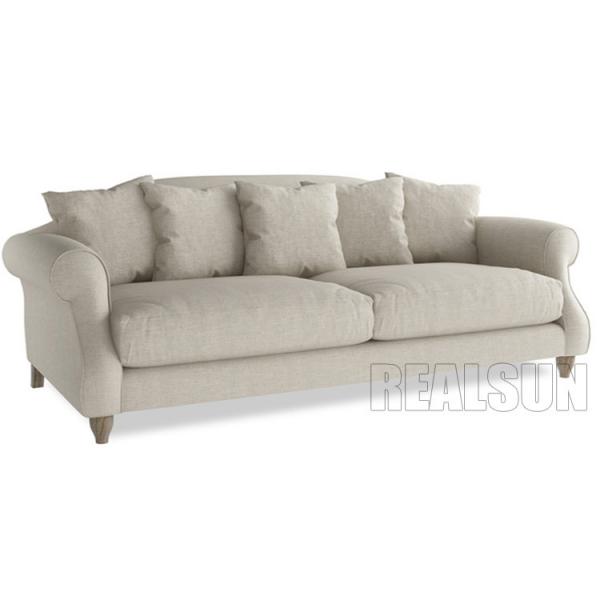 Quality Upholstered Furniture Wood Recliner Living Room Sofa Linen Fabric Luxurious for sale