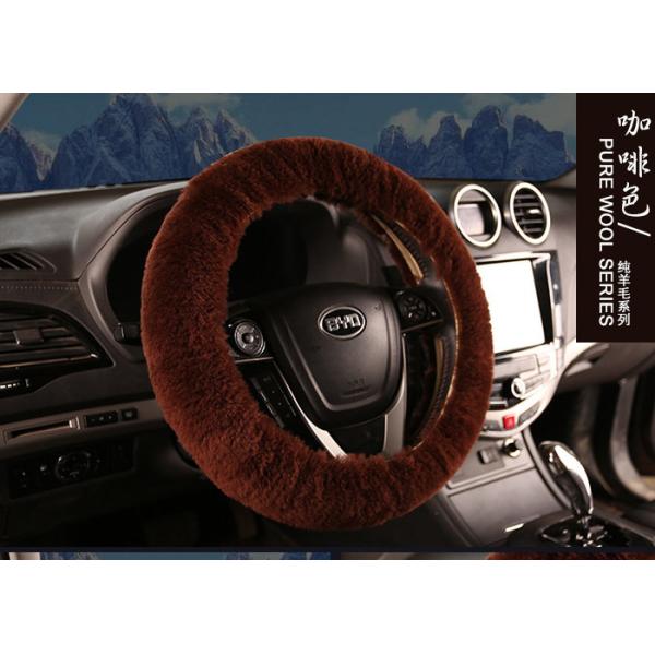 Quality Black Genuine Sheepskin Steering Wheel Cover With Australia Pure Wool for sale