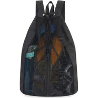 China Custom Foldable Drawstring Gym Backpack Bag Black For Sports Dance Swimming Gear factory