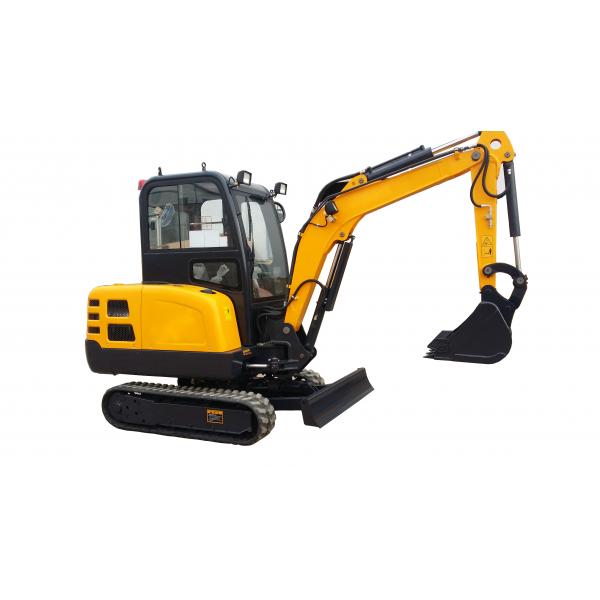 Quality Yellow Mini Rubber Track Excavator Compact Crawler Digger With Cabin for sale
