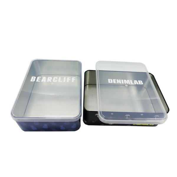 Quality Food Grade Metal Tinplate Rectangular Biscuit Tin Jar With Transparent Lid for sale