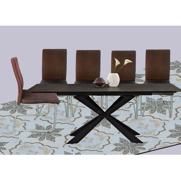 Quality Steel Tube Extension Dining Table , Rectangle Ceramic Top Dining Table for sale