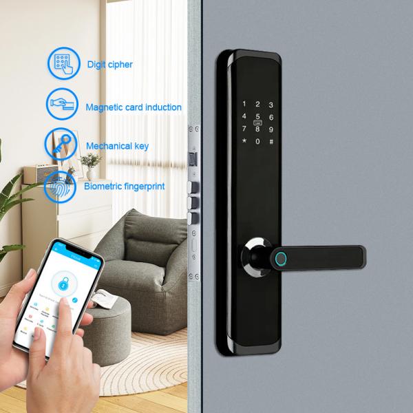 Quality Black Aluminium Alloy TTLock Digital Door Lock Biometric Smartphone Remote Unlock for sale