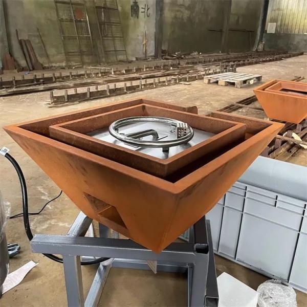 Quality Outdoor Pool Corten Steel Gas Fire Pit Bowl With Water Feature for sale
