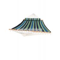 China Woven Quilted Fabric Hammock With Pillow Long Bolster Green Blue White Stripe factory