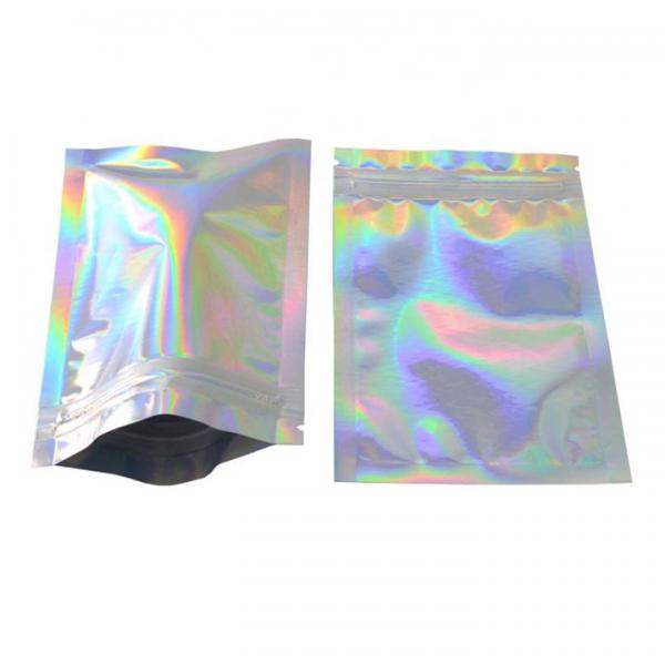 Quality HACCP Holographic Stand Up Pouch Zipper Top Mylar Foil Mini Pouches for sale