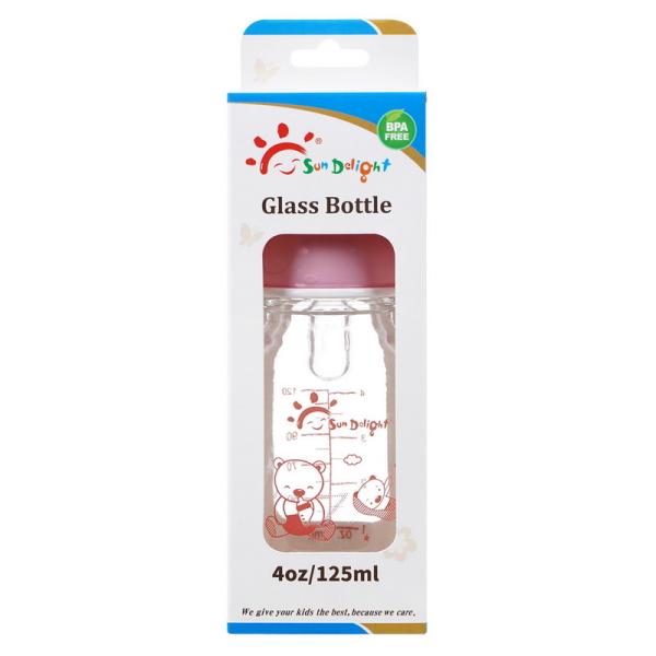 Quality 125ml 4oz Standard Neck Borosilicate Glass Baby Feeding Bottles for sale