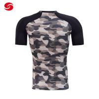 China Bird Eye Cloth Mesh Fitness Sport Compression Running Sweater T Shirt Camouflage for sale