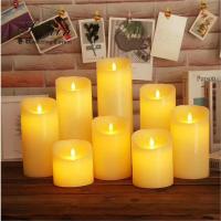 China Good quality event decoration real wax dripping dancing flame LED pillar candle factory