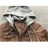 China Grey Pu Leather Coat Melange Detachable Hooded Camel Tw74382 factory