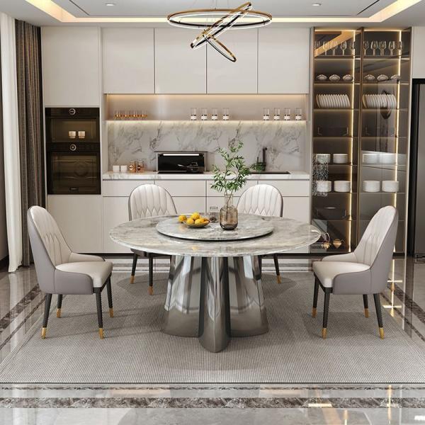 Quality 1.3/1.5M Dining Room Furnitures Marble Style Dining Table With Stainless Steel Leg for sale