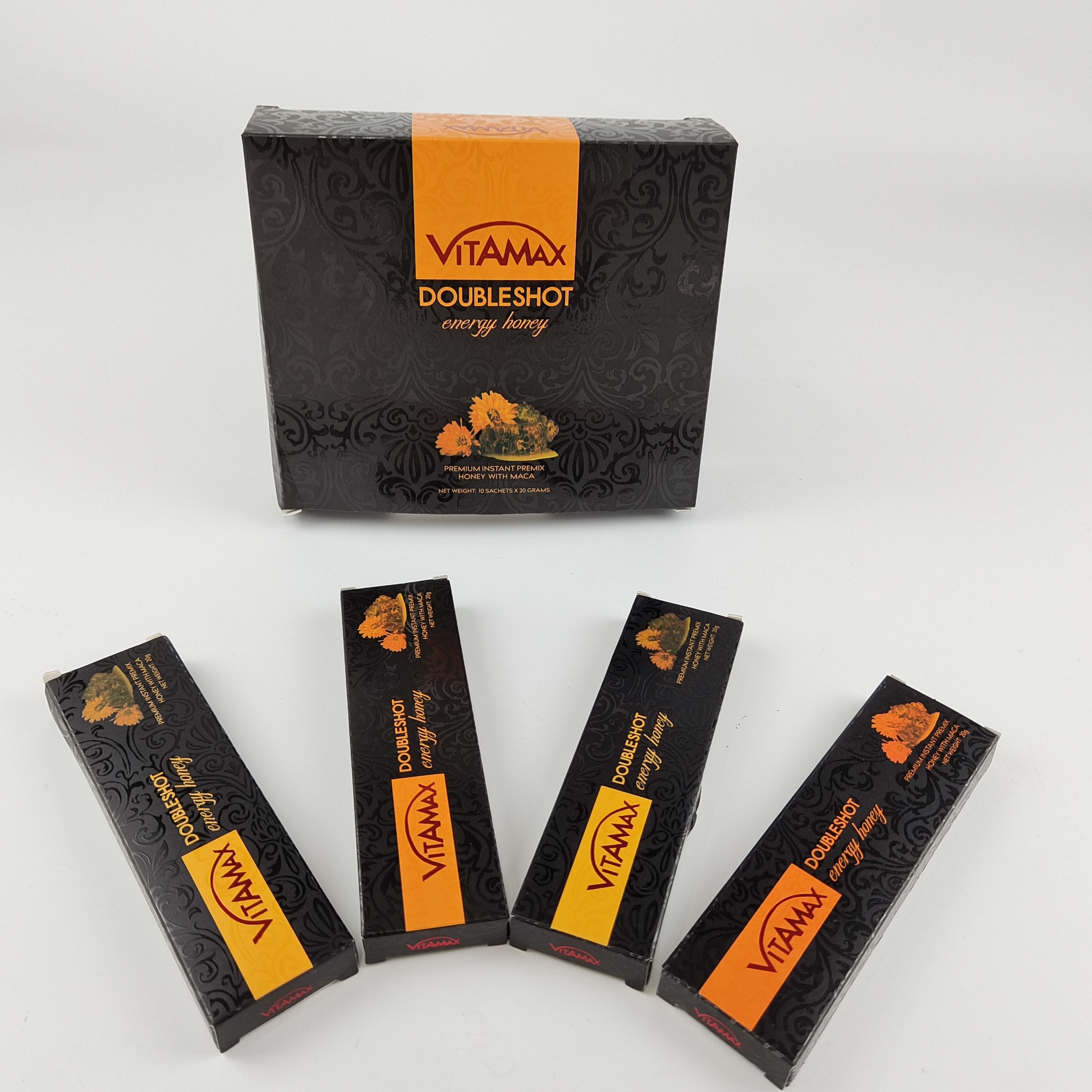China Wholesale Custom Black Color Packaging 22g Sachet Weight Sweet Honey Box For Vitamax Energy Honey factory