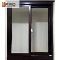 Quality Double - Layer Silent Aluminum Sliding Glass Windows Grey Color Commercial for sale