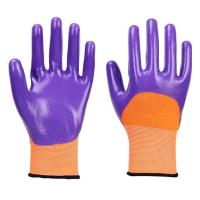 China Factory Price Wholesale Waterproof Wear Resistant Red Polyester Shell Nitrile Coated Hand Glove Safety factory