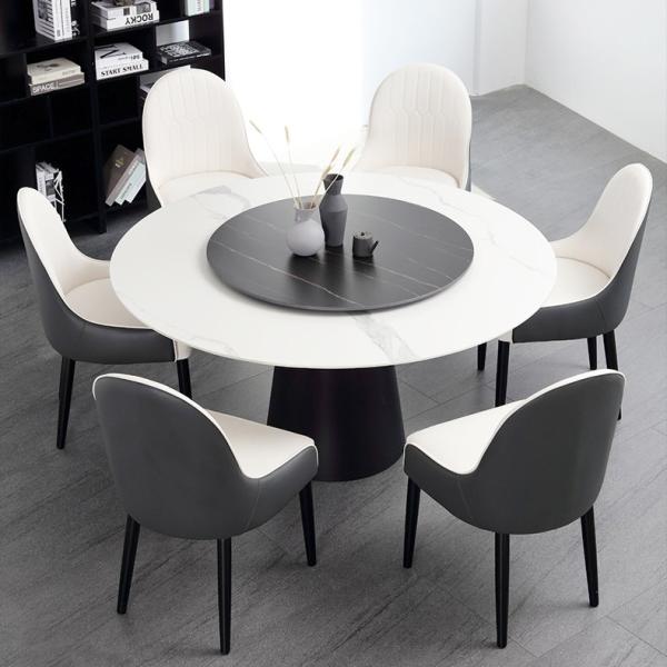 Quality Polished Marble Round Dining Room Tables With Stainless Steel Legs for sale