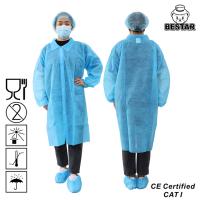 Quality 35gsm Cleanroom PP Disposable Lab Coat Visitor Gown for sale