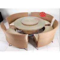 China Outdoor round rattan glass dining table set for sale for sale