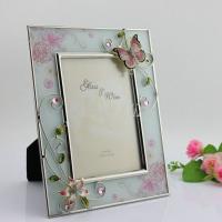 China Shinny Gifts Wedding Glass Photo Frame Butterfly Design Family Photo Frame factory