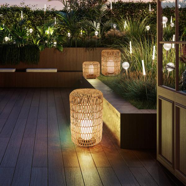 Quality Outdoor Lawn Rattan Garden Lanterns Ip44 Water Resistant For Hotel for sale