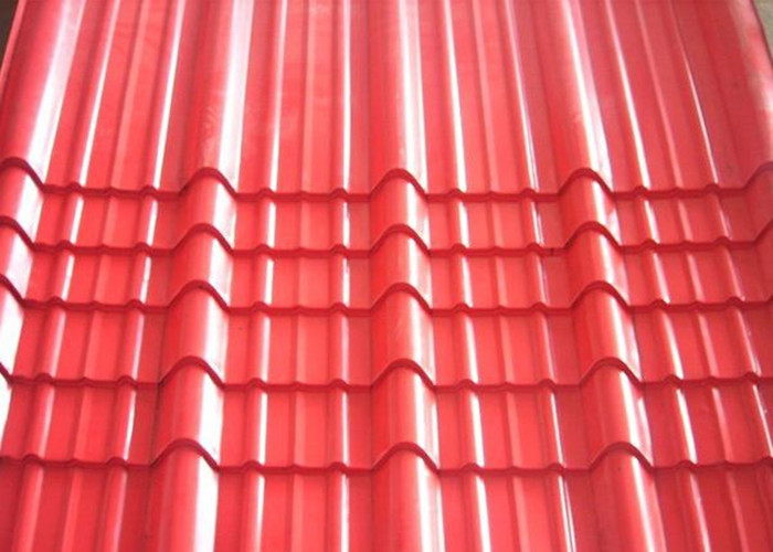 China Galvanised Corrugated Roofing Sheets , Red Pre Painted Corrugated Steel Sheet factory