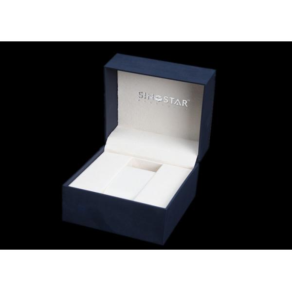 Quality Square Watch Presentation Box , Plastic + Dark Blue Paper Gift Box For Wrist Watch for sale