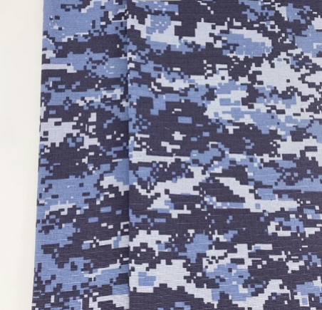 China Blue Polyester Camo Material Fabric , Mosaic Printed Camouflage Cloth Material factory