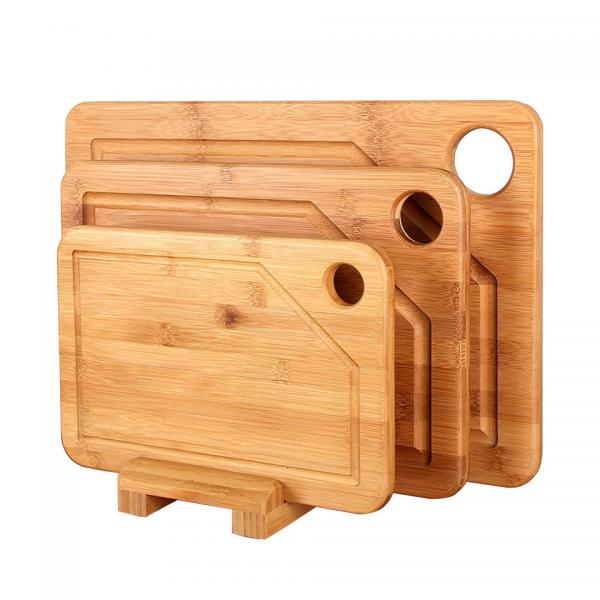 Quality 3PCS Bamboo Butcher Block Chopping Board Set 28x2cm 33x22cm 22x15cm for sale