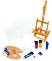 China 21pcs Art Painting Set With Table Easel / Palette / Canvas / Brushes / Colors factory