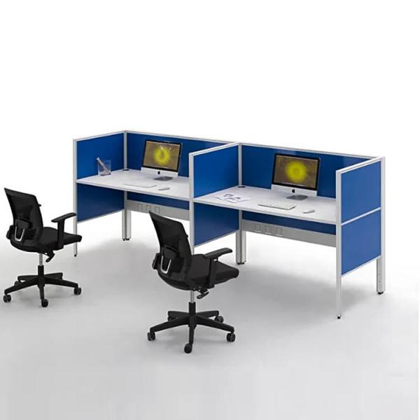 Quality Aluminium Frame Modern Call Center Cubicles Customized Dual Workstation Desk for sale
