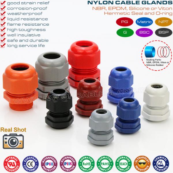 Quality Non-Armoured Plastic BSC Cable Glands, IP68 Waterproof Nylon Cable Strain Relief for sale